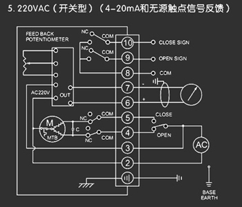 220VAC開關型<a href='http://m.mksicwo.cn/Product/diefa/diandongdiefa/' target='_blank'>電動<a href='http://m.mksicwo.cn/Product/diefa/' target='_blank'>蝶閥</a></a>接線圖